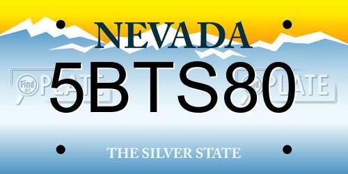 5BTS80 Nevada License Plate
