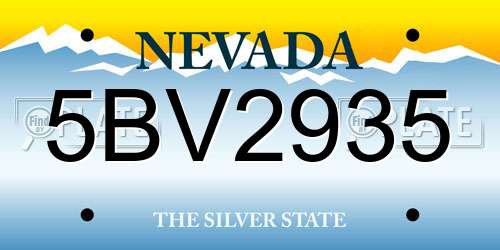 5BV2935 Nevada License Plate