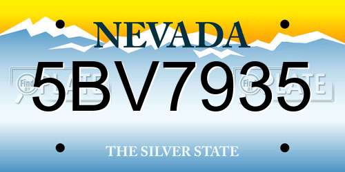 5BV7935 Nevada License Plate