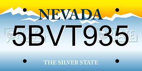 5BVT935 Nevada License Plate