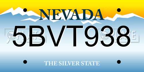5BVT938 Nevada License Plate