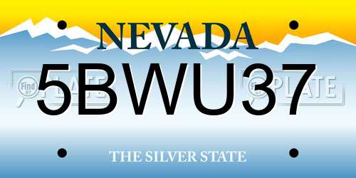 5BWU37 Nevada License Plate