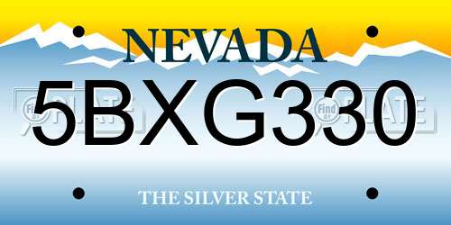 5BXG330 Nevada License Plate