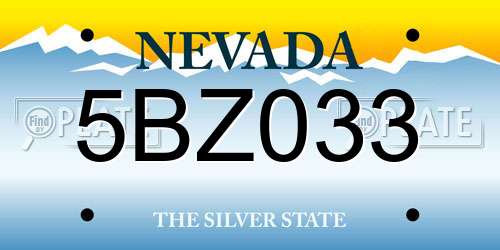 5BZ033 Nevada License Plate