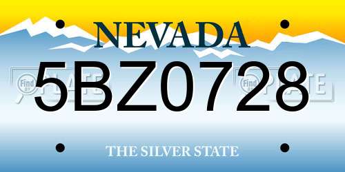 5BZ0728 Nevada License Plate