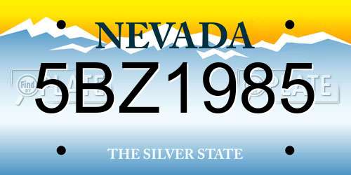 5BZ1985 Nevada License Plate