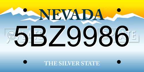 5BZ9986 Nevada License Plate