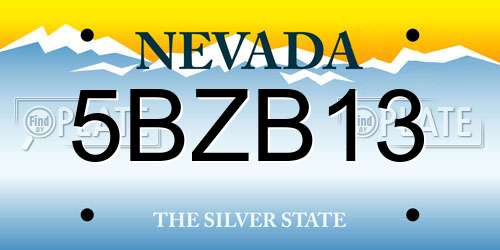 5BZB13 Nevada License Plate