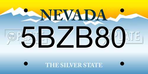 5BZB80 Nevada License Plate