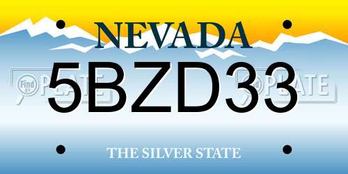 5BZD33 Nevada License Plate