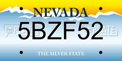 5BZF52 Nevada License Plate
