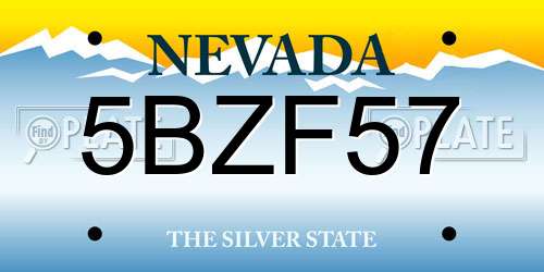 5BZF57 Nevada License Plate