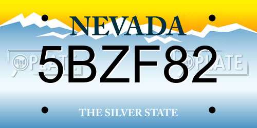 5BZF82 Nevada License Plate