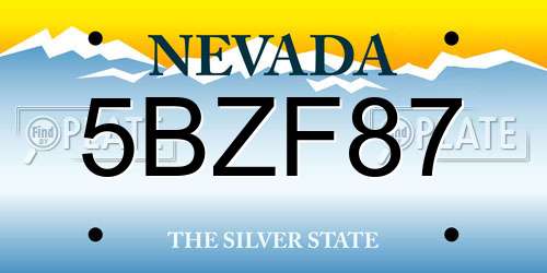 5BZF87 Nevada License Plate