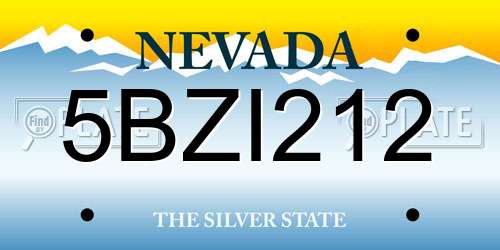 5BZI212 Nevada License Plate