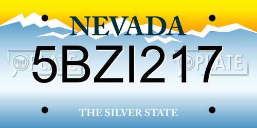 5BZI217 Nevada License Plate