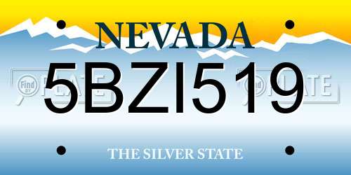 5BZI519 Nevada License Plate