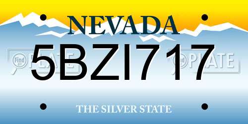 5BZI717 Nevada License Plate