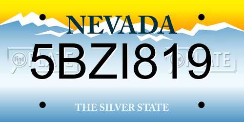 5BZI819 Nevada License Plate