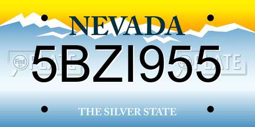 5BZI955 Nevada License Plate