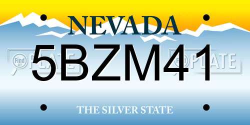 5BZM41 Nevada License Plate