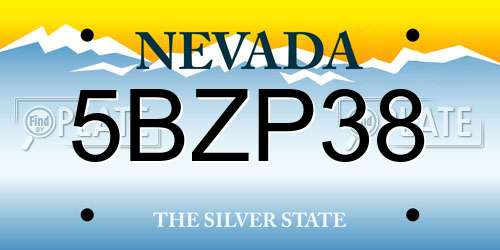 5BZP38 Nevada License Plate