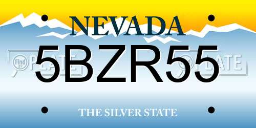 5BZR55 Nevada License Plate