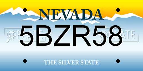 5BZR58 Nevada License Plate