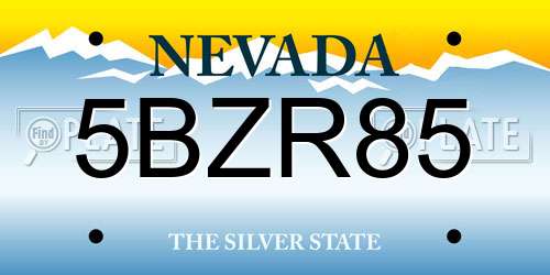 5BZR85 Nevada License Plate