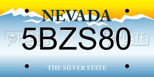 5BZS80 Nevada License Plate