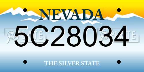 5C28034 Nevada License Plate