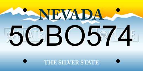 5CBO574 Nevada License Plate