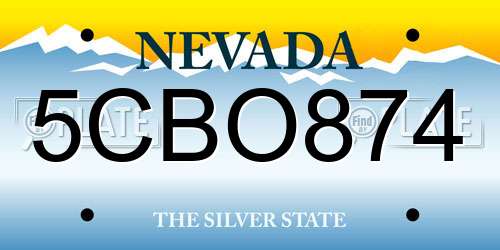 5CBO874 Nevada License Plate