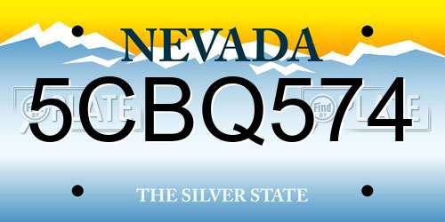 5CBQ574 Nevada License Plate