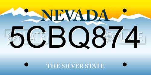 5CBQ874 Nevada License Plate