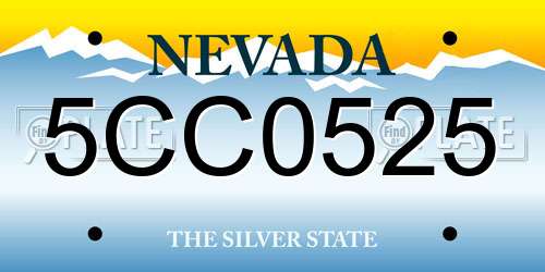 5CC0525 Nevada License Plate