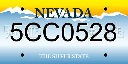 5CC0528 Nevada License Plate