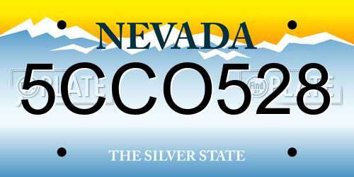 5CCO528 Nevada License Plate