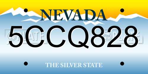 5CCQ828 Nevada License Plate