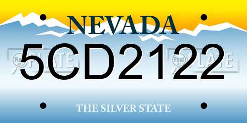 5CD2122 Nevada License Plate