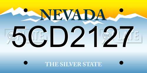 5CD2127 Nevada License Plate
