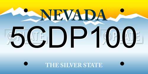 5CDP100 Nevada License Plate