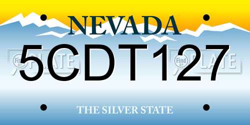 5CDT127 Nevada License Plate