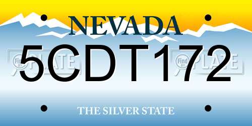 5CDT172 Nevada License Plate