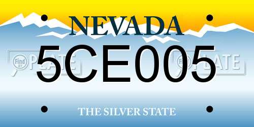5CE005 Nevada License Plate