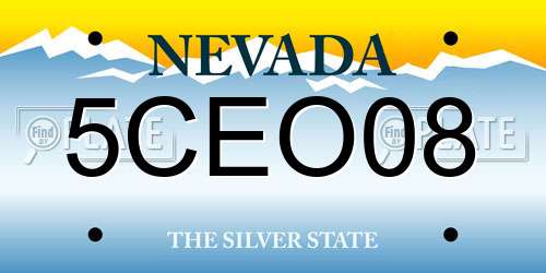 5CEO08 Nevada License Plate