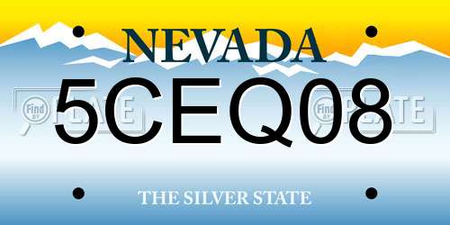 5CEQ08 Nevada License Plate