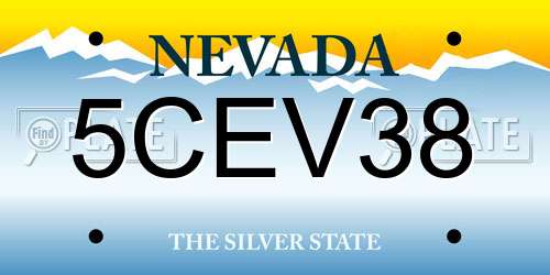 5CEV38 Nevada License Plate
