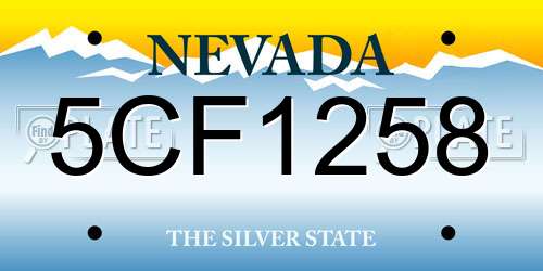 5CF1258 Nevada License Plate