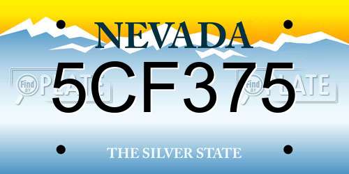 5CF375 Nevada License Plate